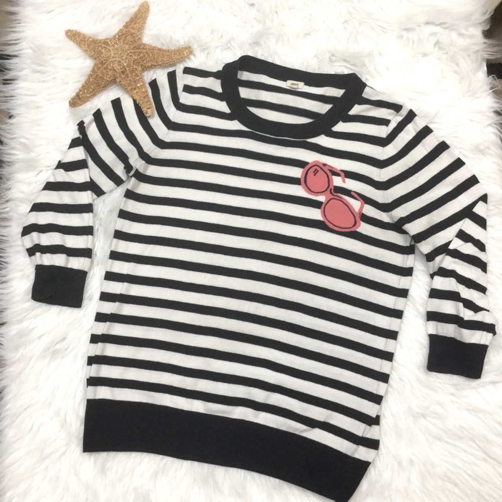 J. CREW FACTORY sz Medium Sweater Intarsia Sunglasses Motif Stripes Black +
